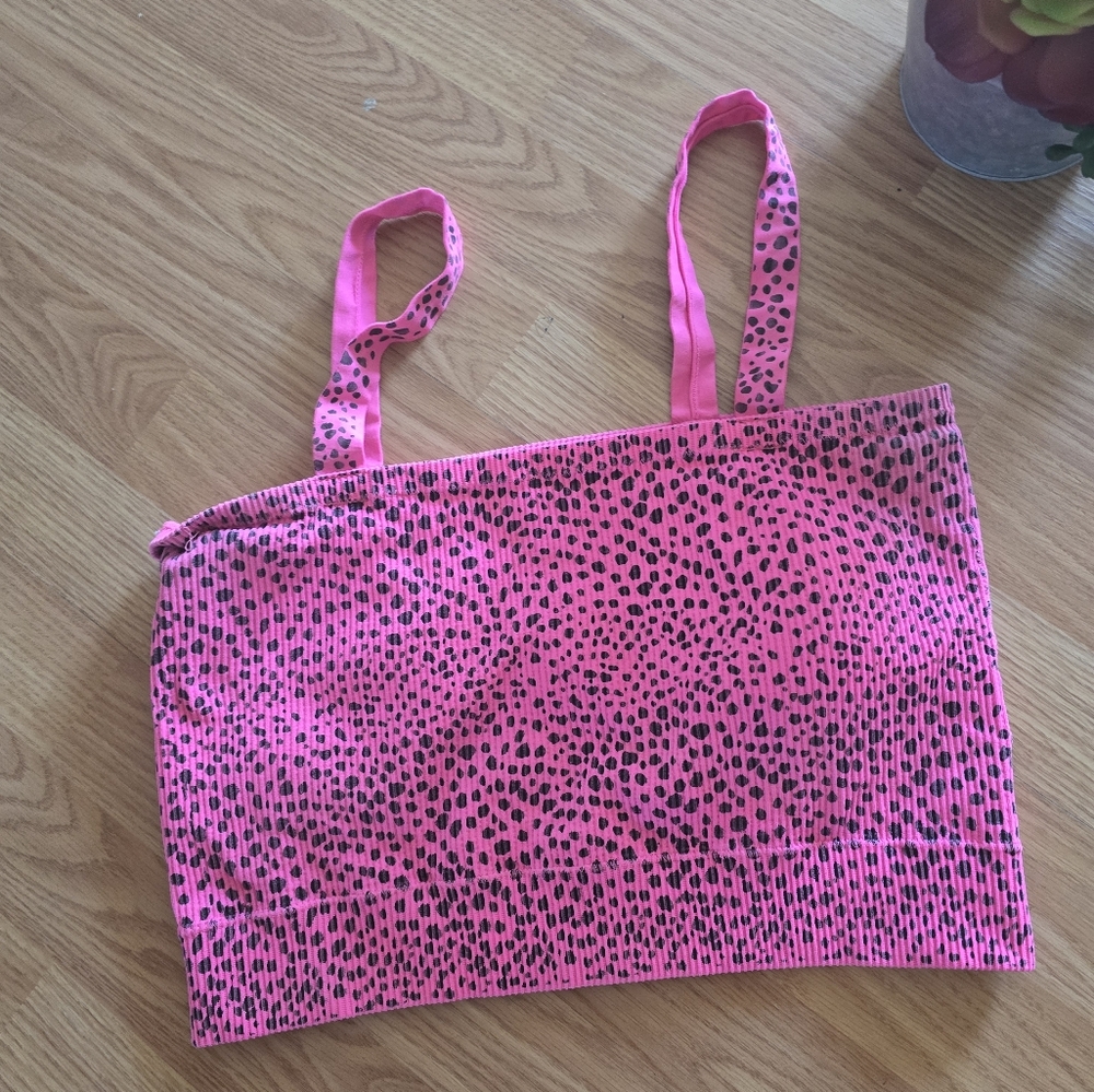 No Boundaries Hot Pink Leopard Print Women's Crop Top Of Nylon Size XXL